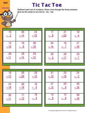 Preview image for worksheet with title Tic Tac Toe