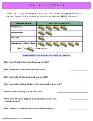 Preview image for worksheet with title Read a Pictograph