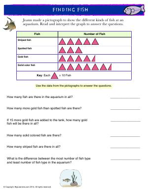 Preview image for worksheet with title Finding Fish (Reading Pictographs)