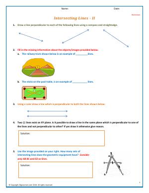 Preview image for worksheet with title Intersecting Lines - II