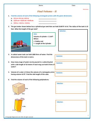 Preview image for worksheet with title Find Volume - 2