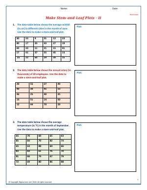 Preview image for worksheet with title Make Stem-and-Leaf Plots - II