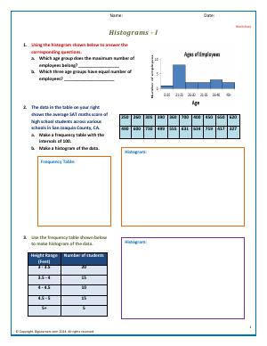 Preview image for worksheet with title Make Histograms - 2