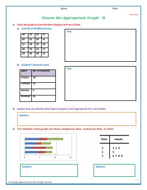 Preview image for worksheet with title Choose the Appropriate Graph - II