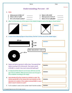 Preview image for worksheet with title Understanding Percent - III