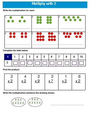 Preview image for worksheet with title Multiply with 2