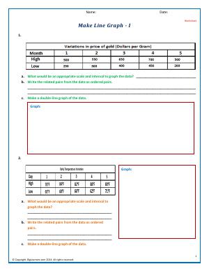Preview image for worksheet with title Make Line Graphs - I