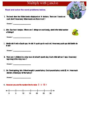 Preview image for worksheet with title Multiply with 5 and 10