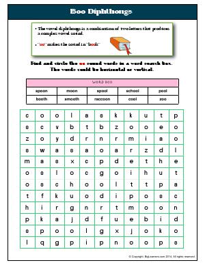 Preview image for worksheet with title Boo Diphthongs