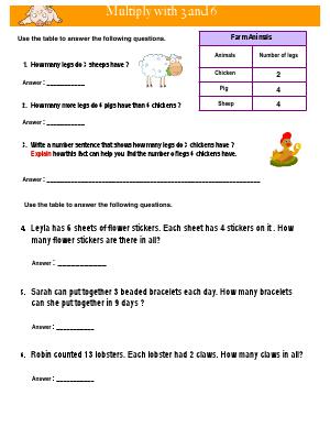 Preview image for worksheet with title Multiply with 3 and 6