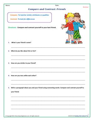 Preview image for worksheet with title Compare and Contrast: Friends