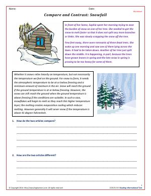 Preview image for worksheet with title Compare and Contrast: Snowfall