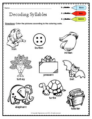 Preview image for worksheet with title Decoding Syllables