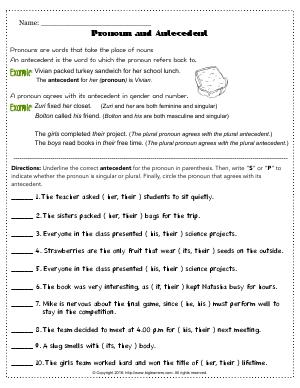 Preview image for worksheet with title Pronoun and Antecedent # 3