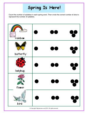 syllables preschool and kindergarten english worksheets